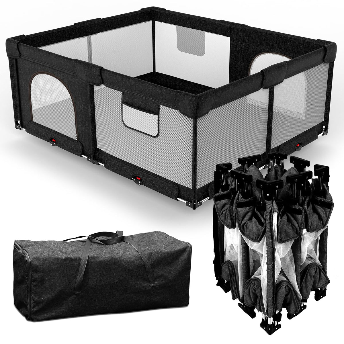 PATYWAGA foldable baby playpen with gate offering quick setup for on-the-go families