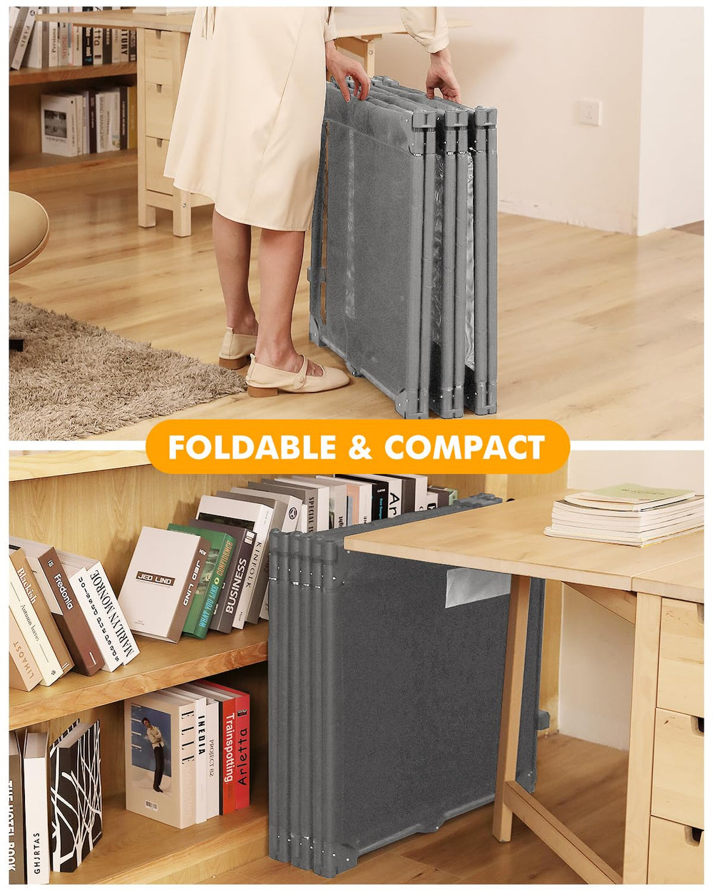Patywaga gray fireplace gate doubles as a versatile baby gate and dog barrier.