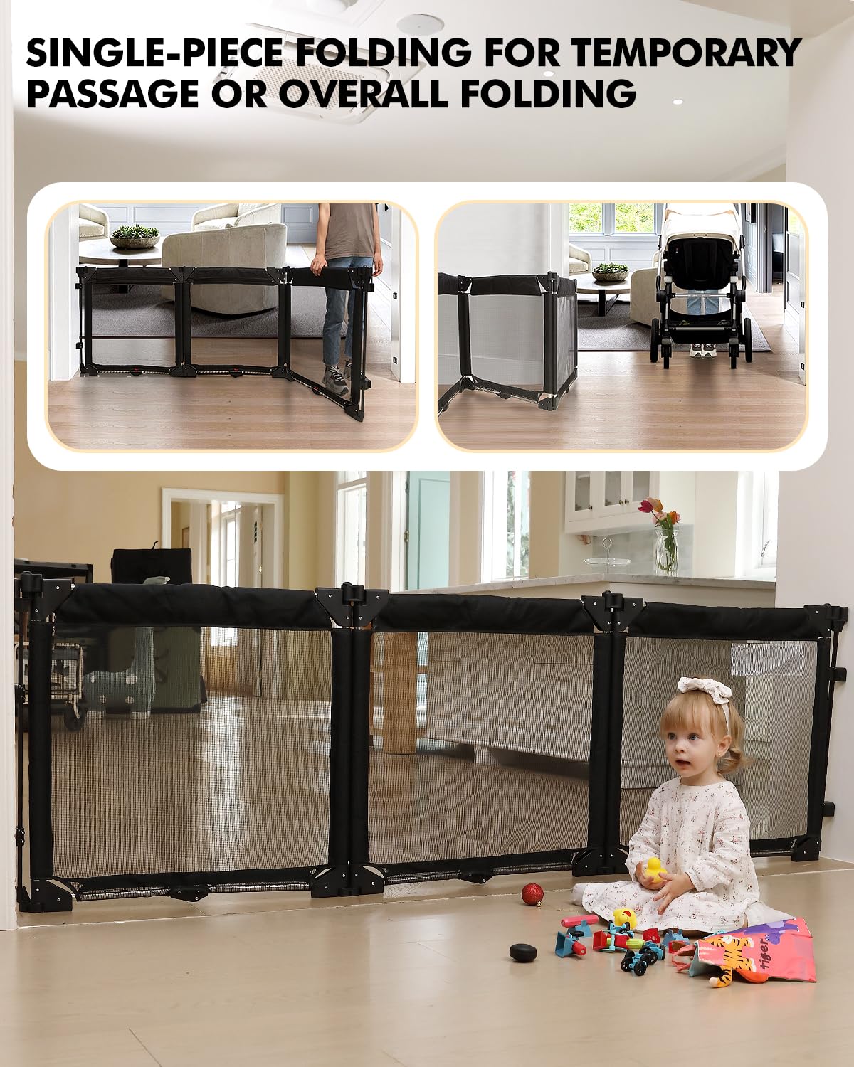 Patywaga indoor-outdoor safety barrier suits stairs, doorways, and entries.