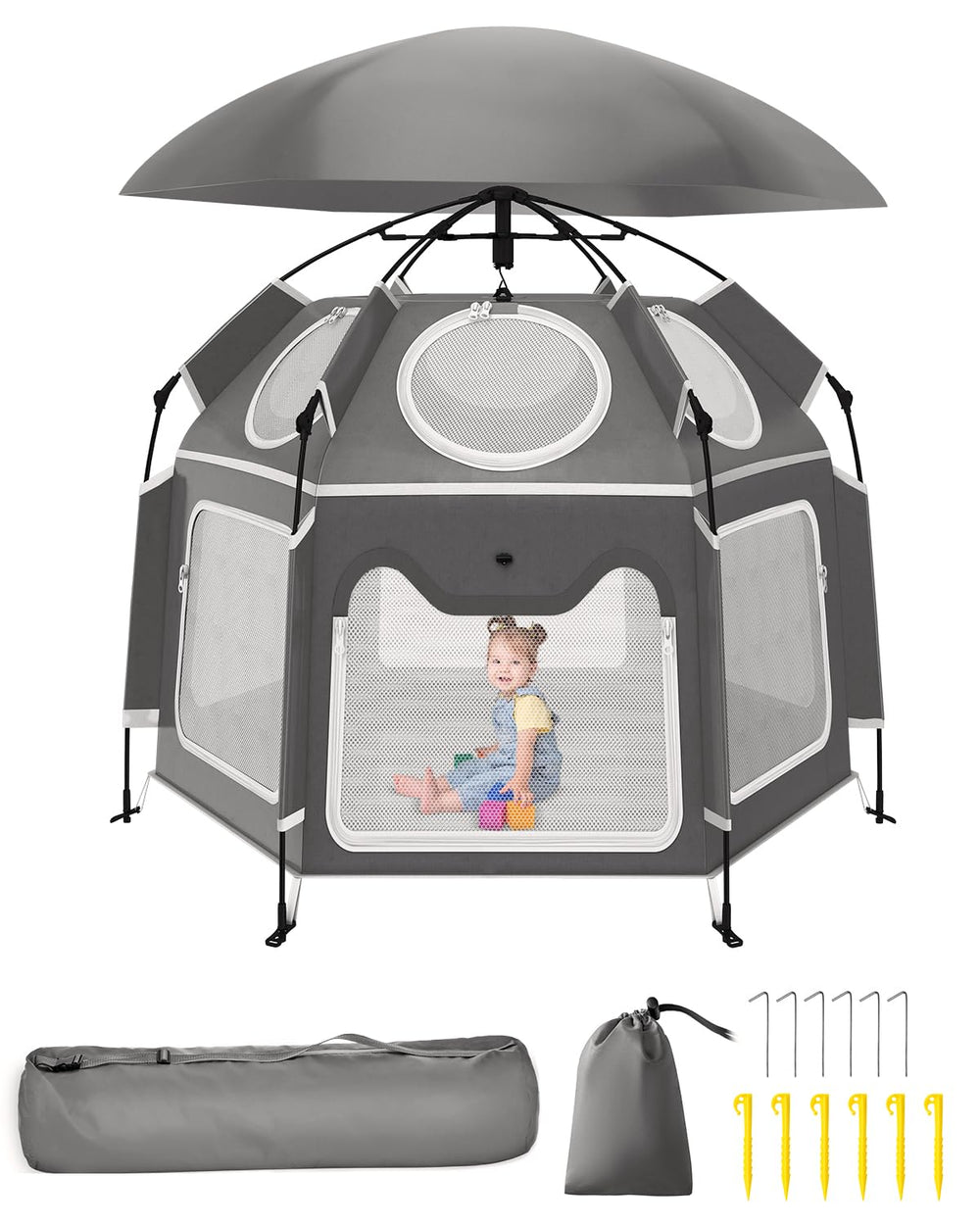 Patywaga pop-up baby playpen with UV canopy for quick setup and safe outdoor play.