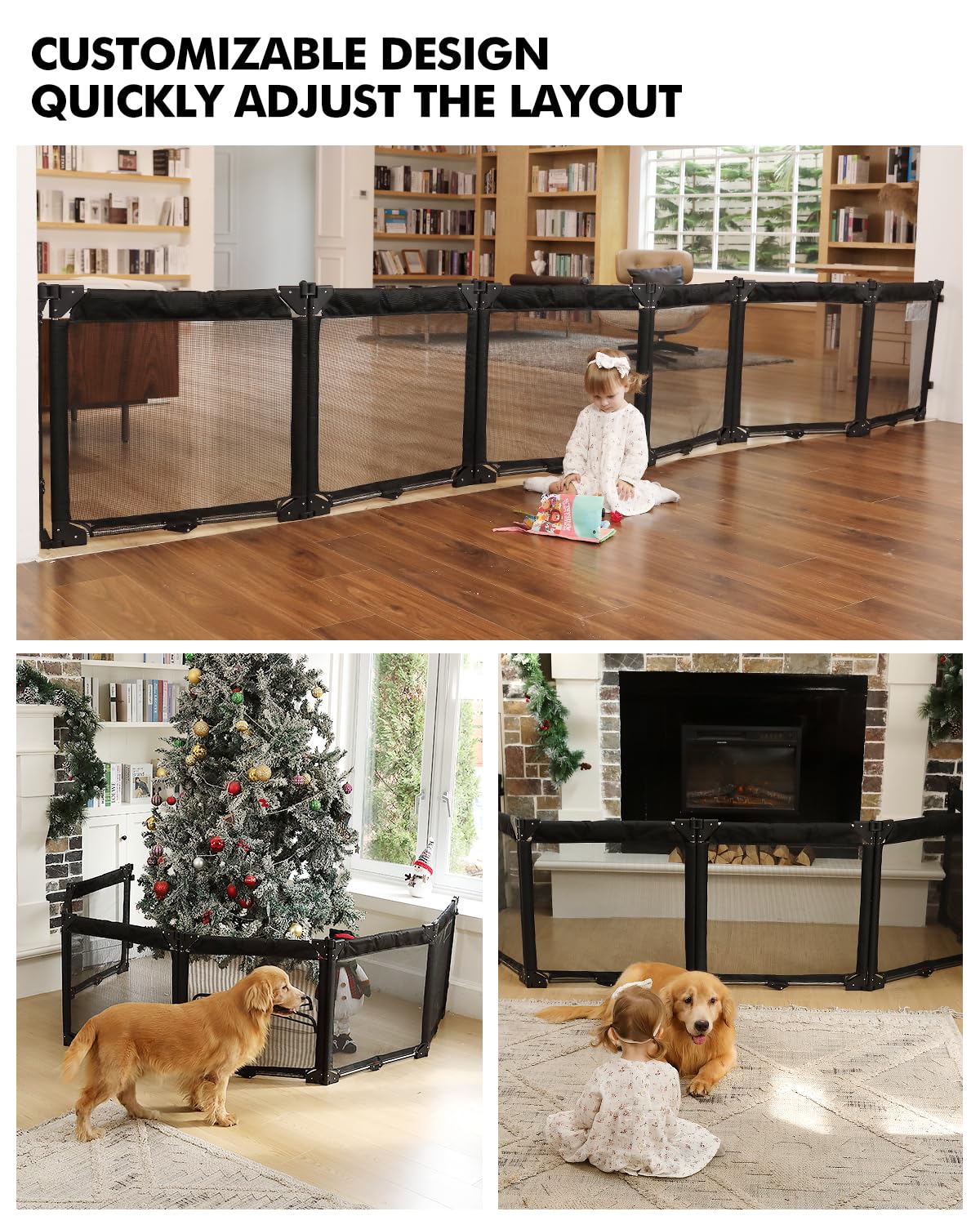 Patywaga six-panel playpen assembled to fit irregular spaces for versatile safety