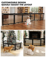 Patywaga six-panel playpen assembled to fit irregular spaces for versatile safety