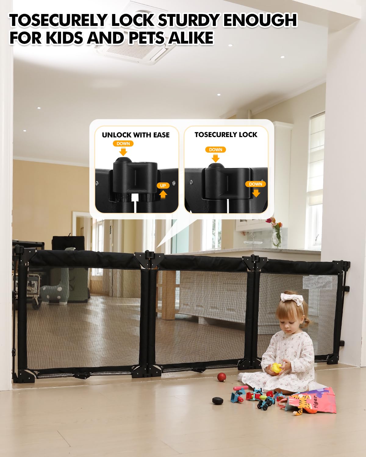 Patywaga three-panel foldable gate adapts to irregular spaces for flexible baby-proofing.