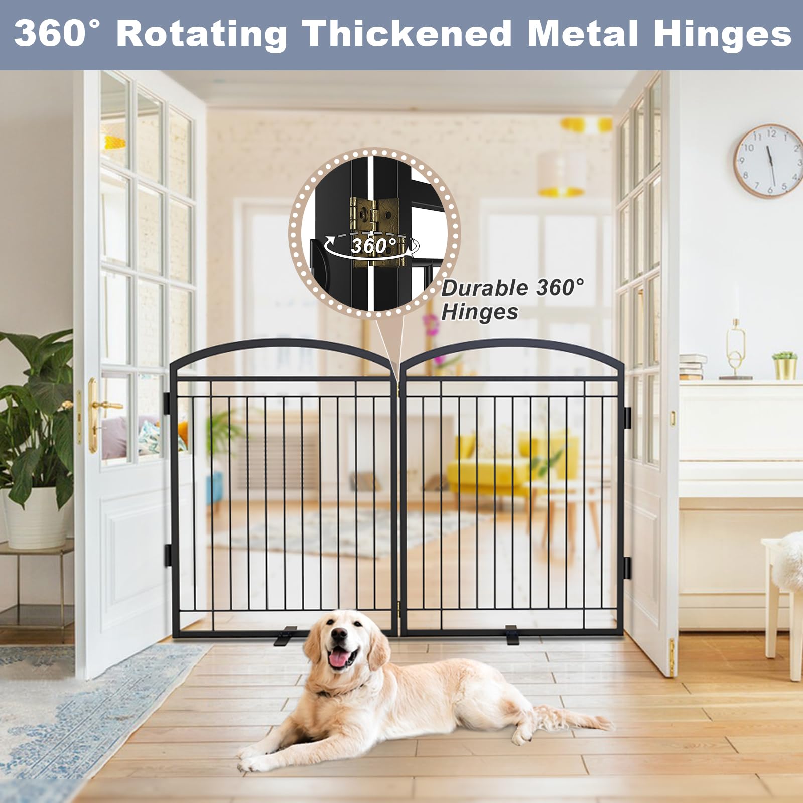 Paulmele 32-inch tall gate with anti-slip feet for stability.