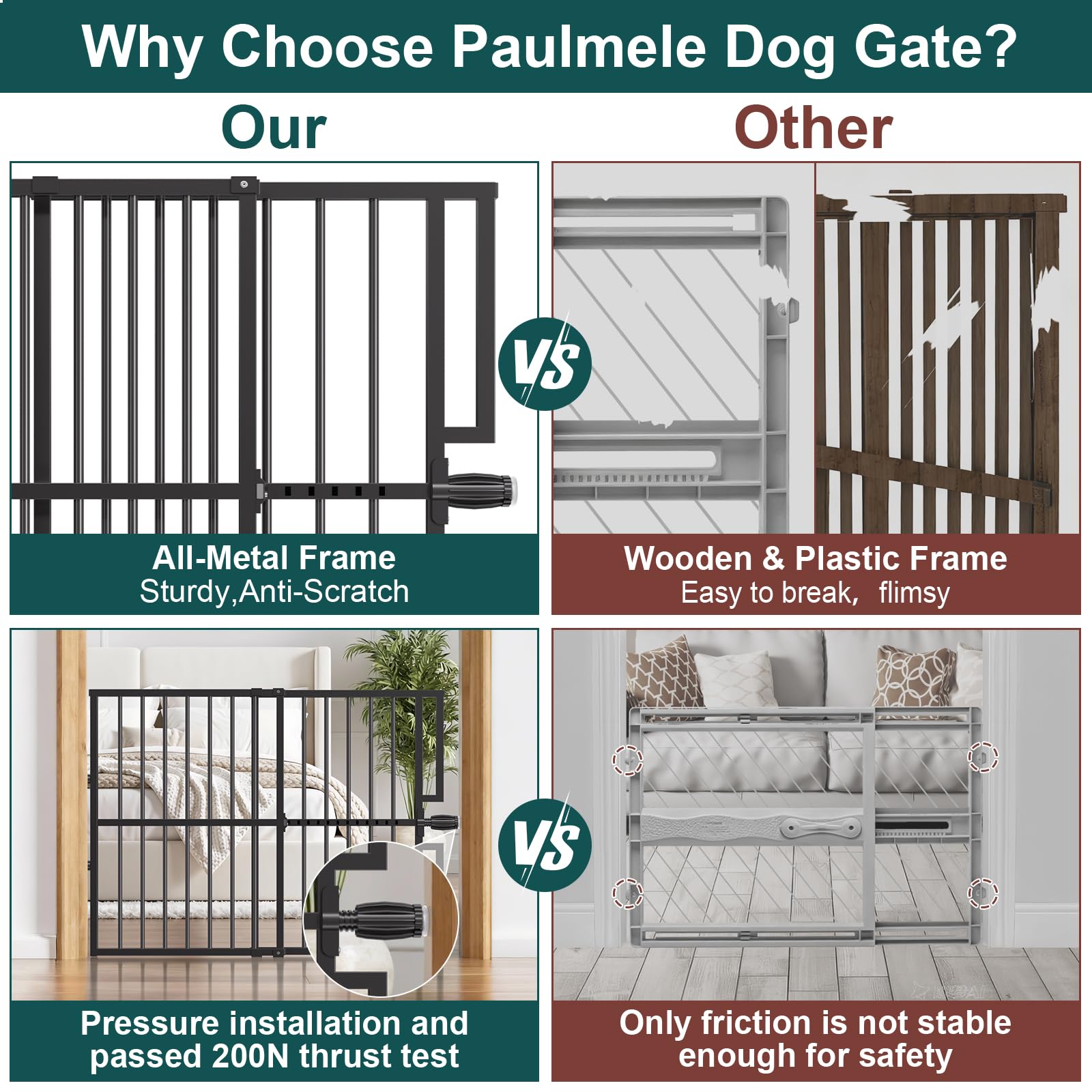 Paulmele adjustable-width gate fits 29 to 43 inches for many openings