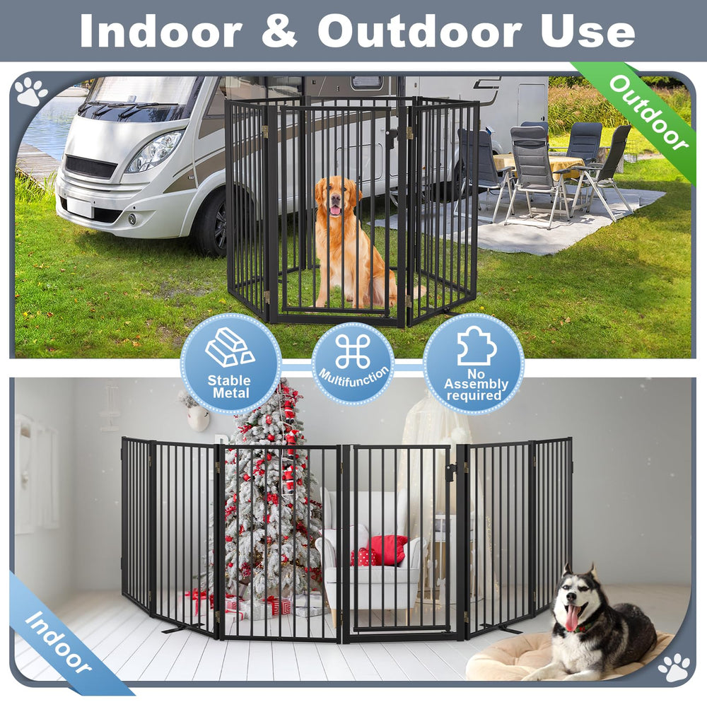 Paulmele sturdy metal feet with anti-slip rubber stabilize the gate on various flooring.