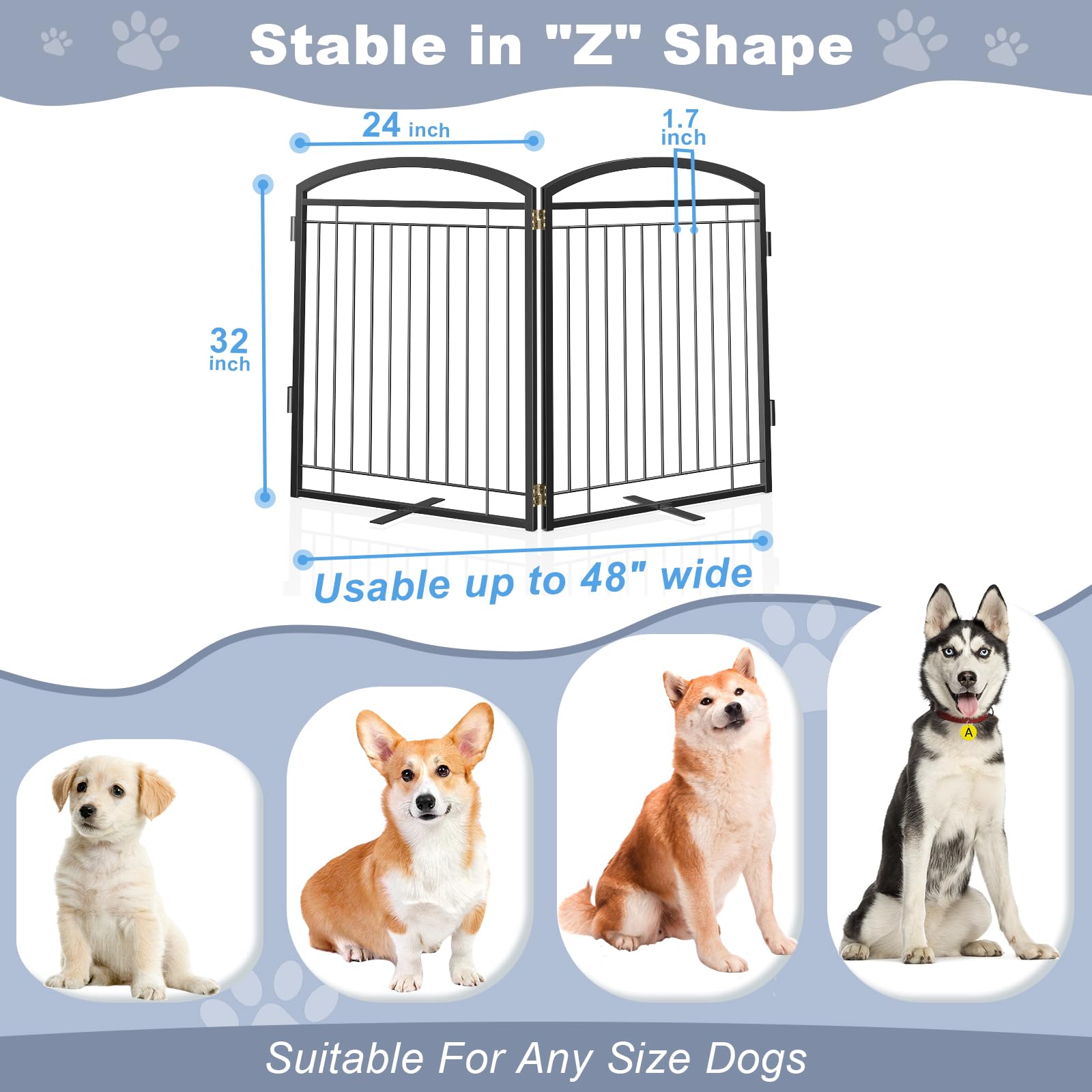 Paulmele black dog gate suitable for indoor and outdoor use.