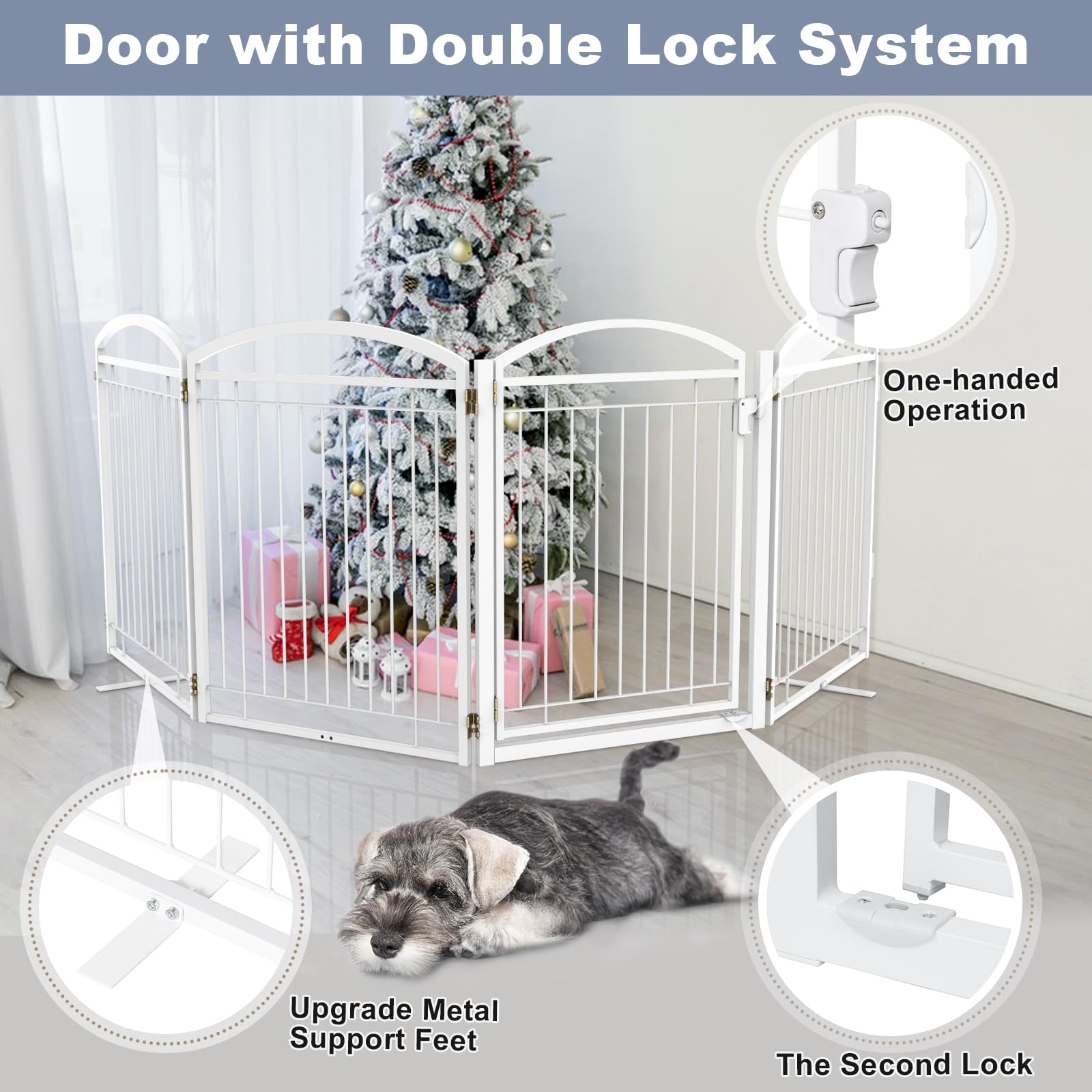 Paulmele dog gate feet supports ensure stable placement on uneven surfaces.