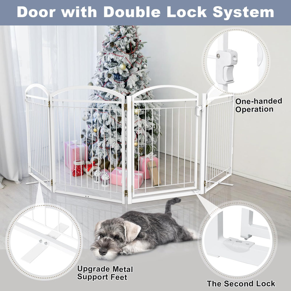 Paulmele dog gate feet supports ensure stable placement on uneven surfaces.