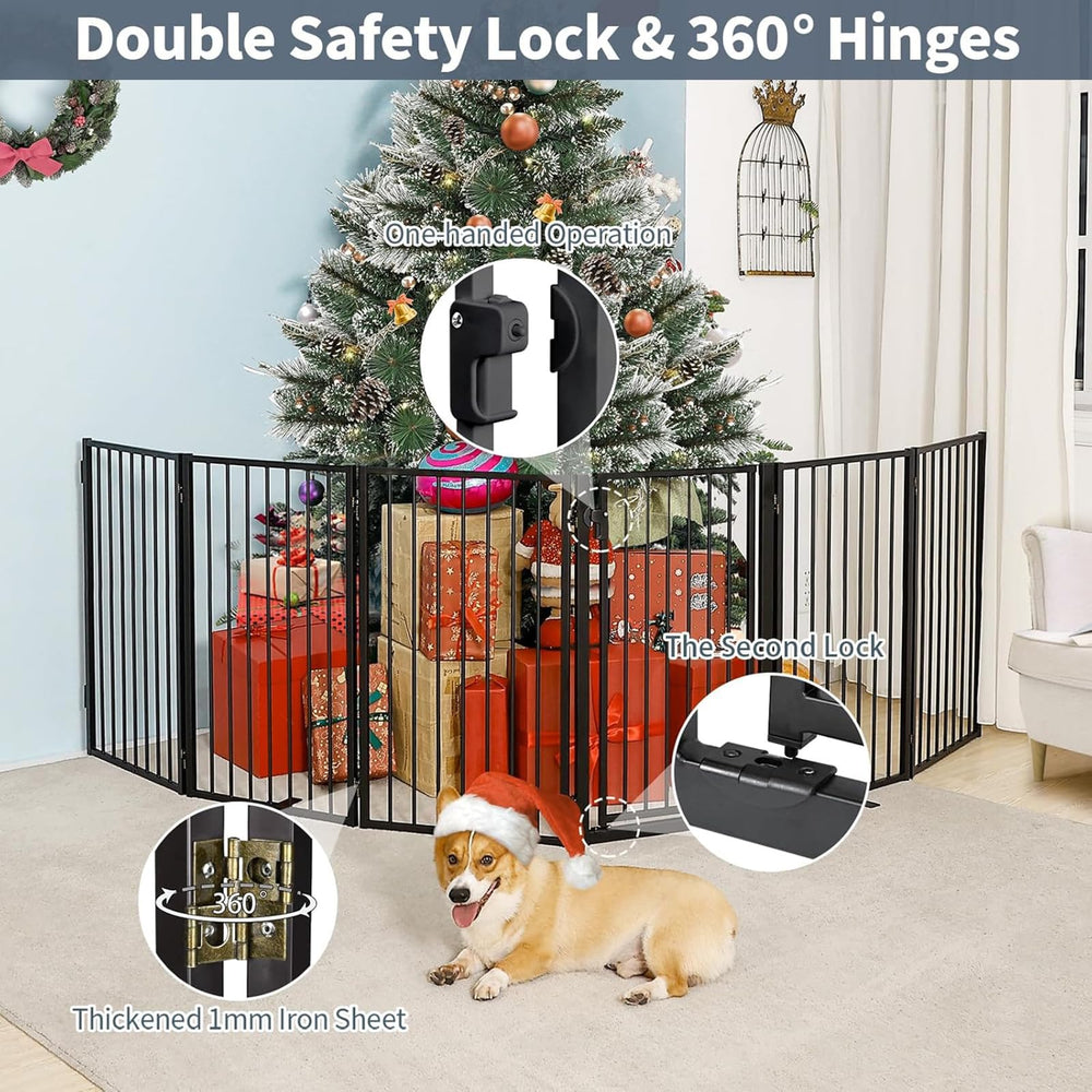 Paulmele gate door with double lock keeps pets secure during entry and exit.