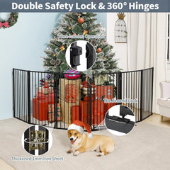 Paulmele gate door with double lock keeps pets secure during entry and exit.