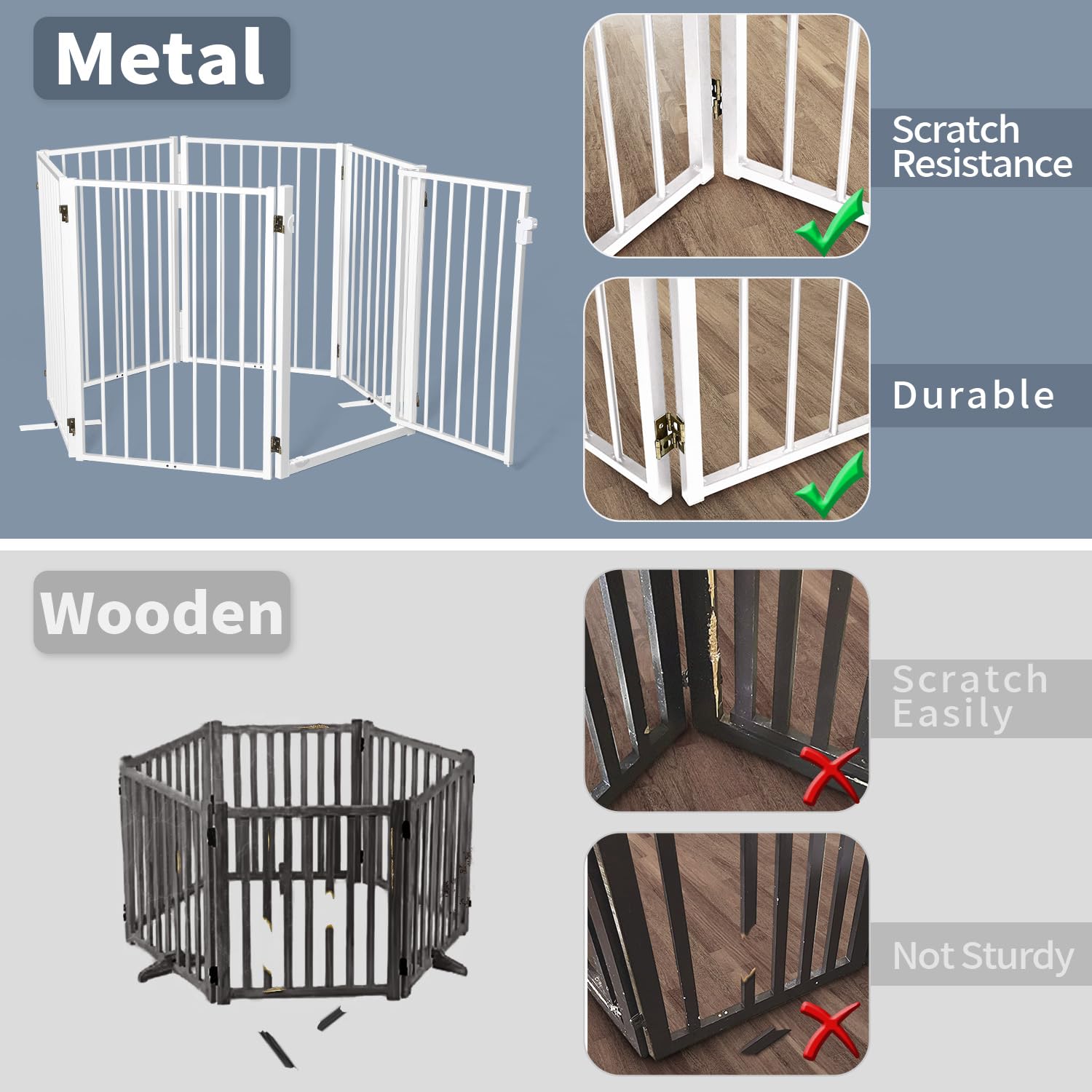 Paulmele dog gate with a double lock door for secure entry and exit.