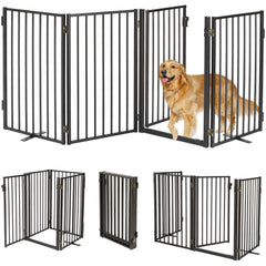 Paulmele metal freestanding dog gate for indoor and outdoor use