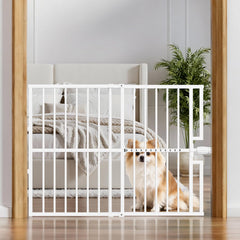 Paulmele quick-install dog gate lock shows tool-free setup for doorways in seconds.