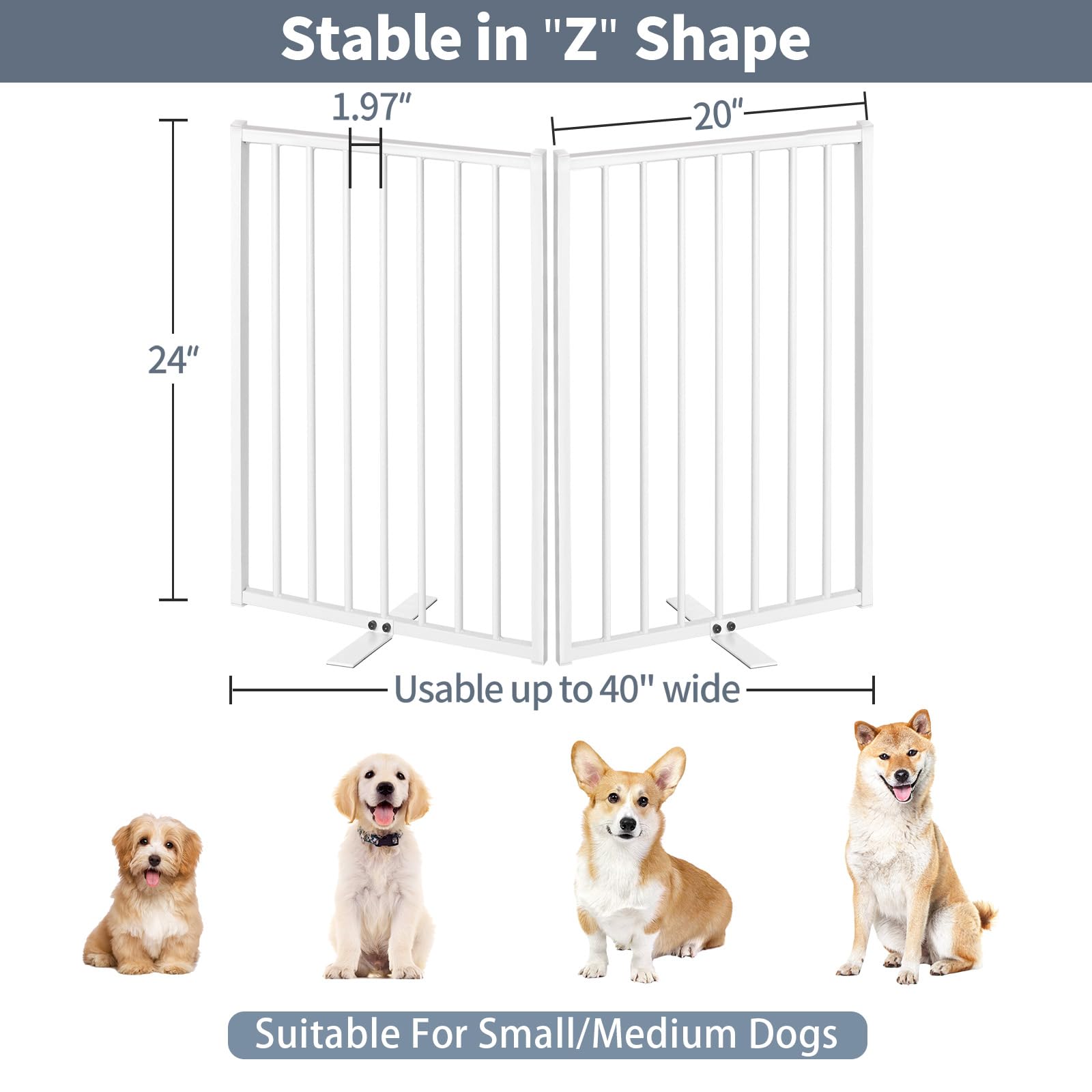 Anti-slip feet keep the gate stable on various floors.