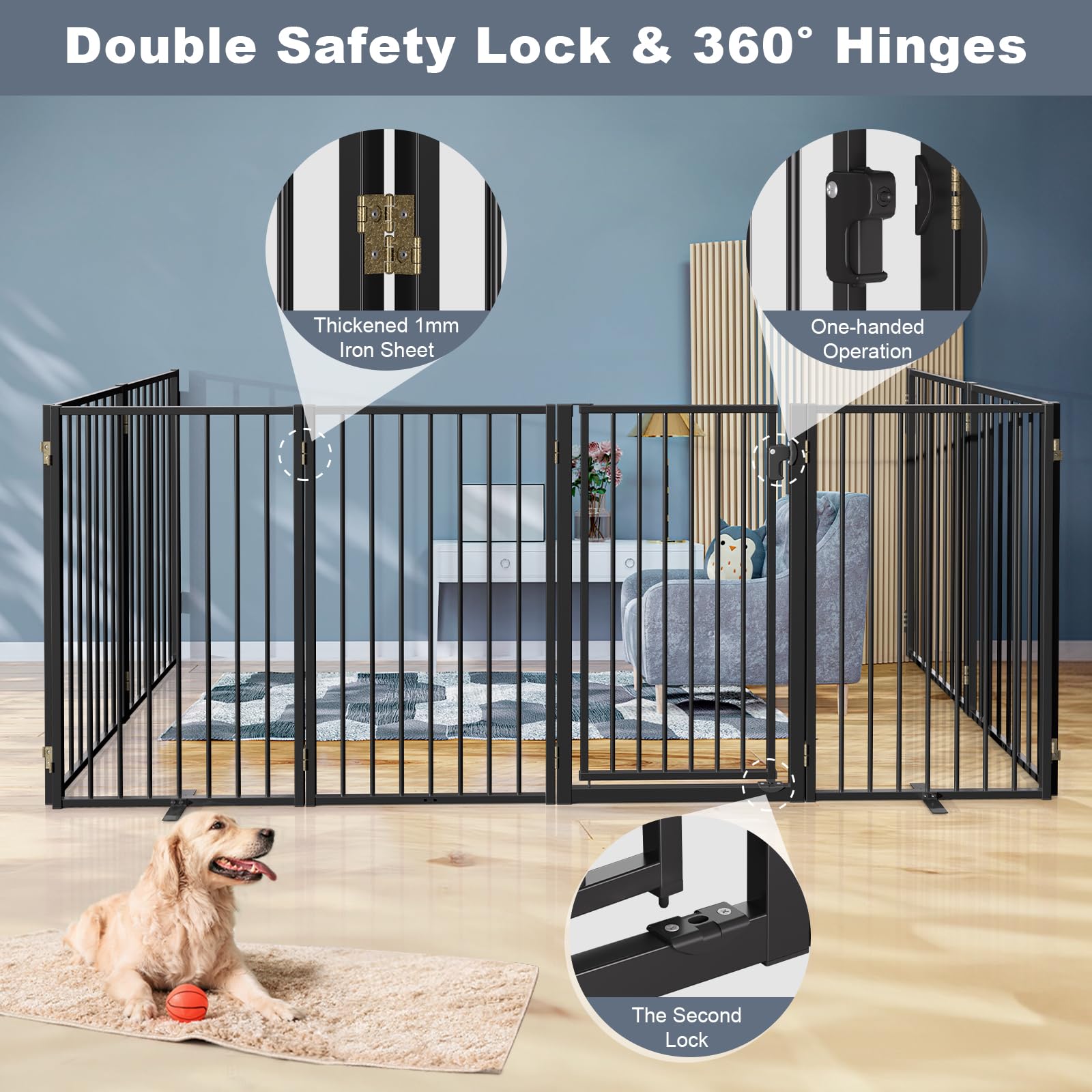 Paulmele dog gate with wall mount option for stability