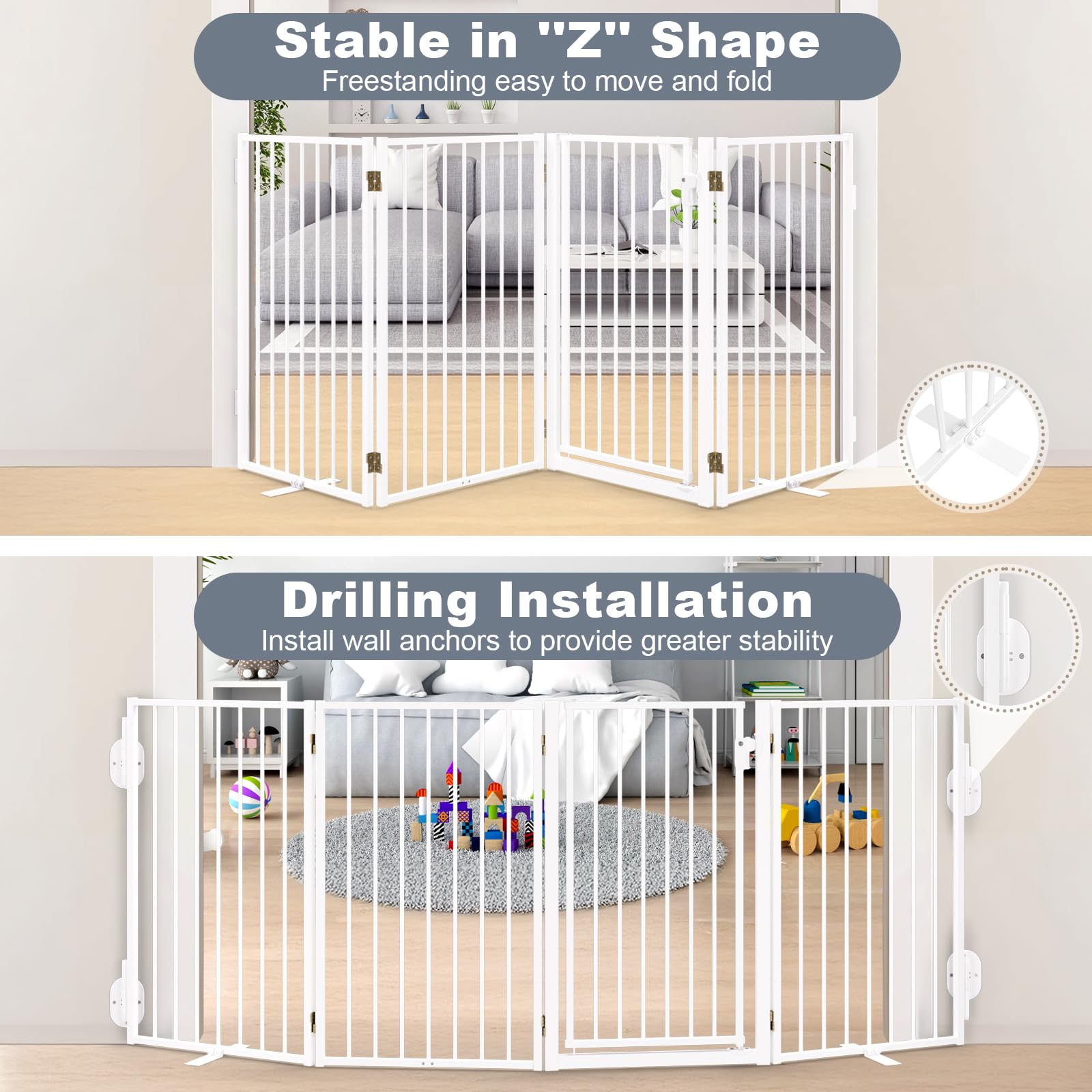Paulmele gate demonstrating wall-mount option for fixed installation.