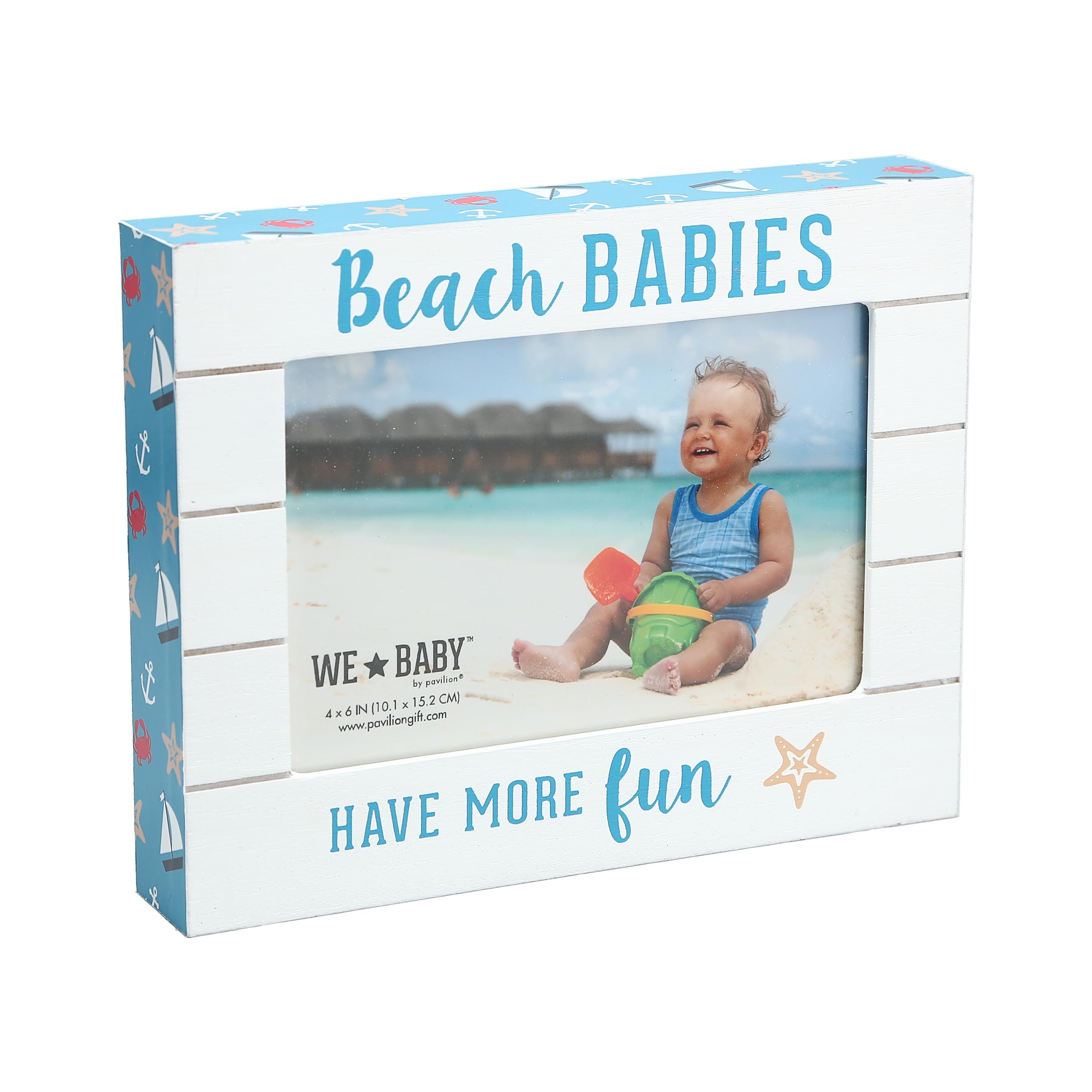 Pavilion Beach Babies frame front view showcases coastal motif ideal for family memories.