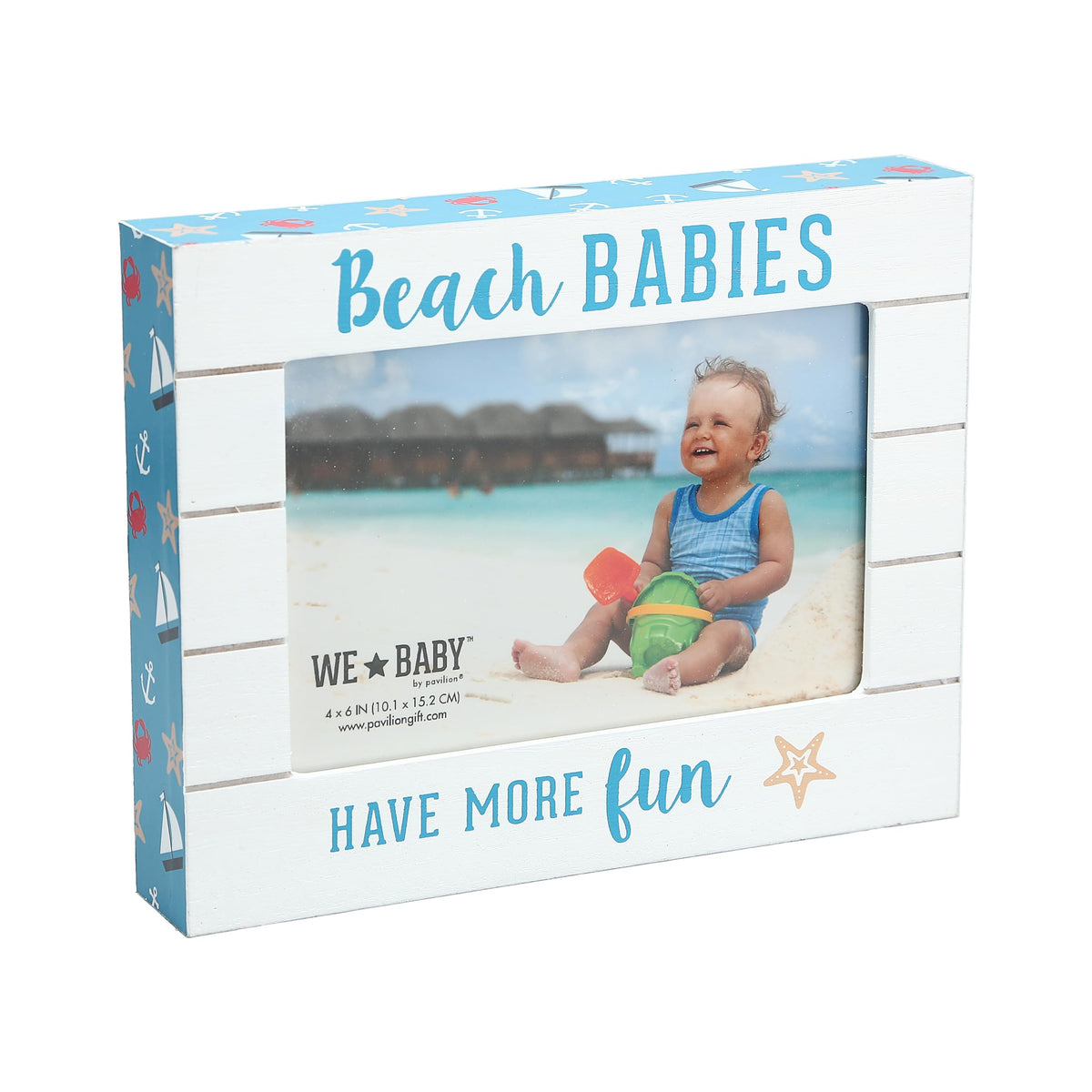 Pavilion Beach Babies frame front view showcases coastal motif ideal for family memories.