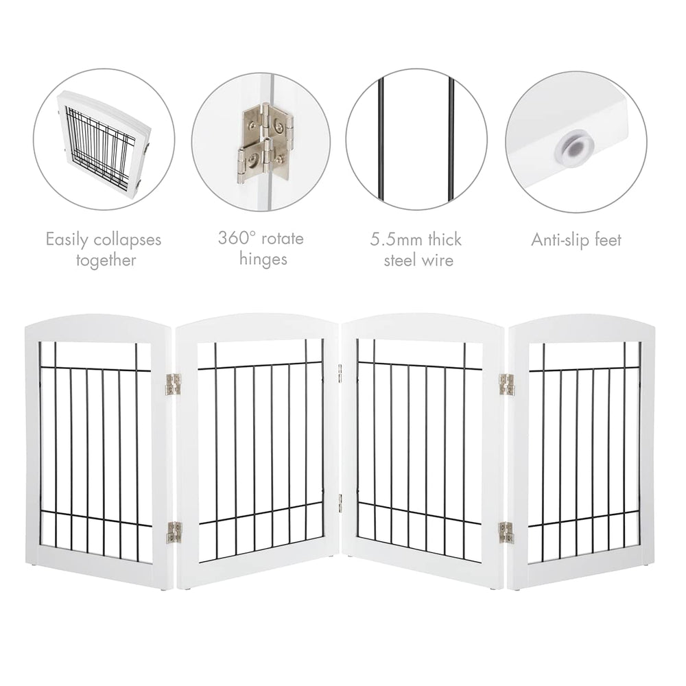 PAWLAND dog gate folds like an accordion for quick storage.