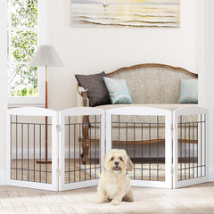 PAWLAND dog gate folded for hallway use, easy room separation and safety.