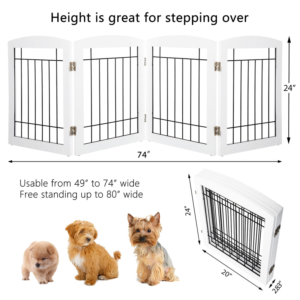PAWLAND dog gate with non-slip rubber feet protecting floor surfaces.
