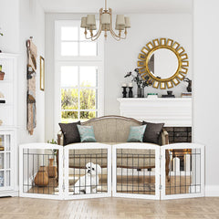 PAWLAND dog gate open wide across doorway, showcasing versatile extension.
