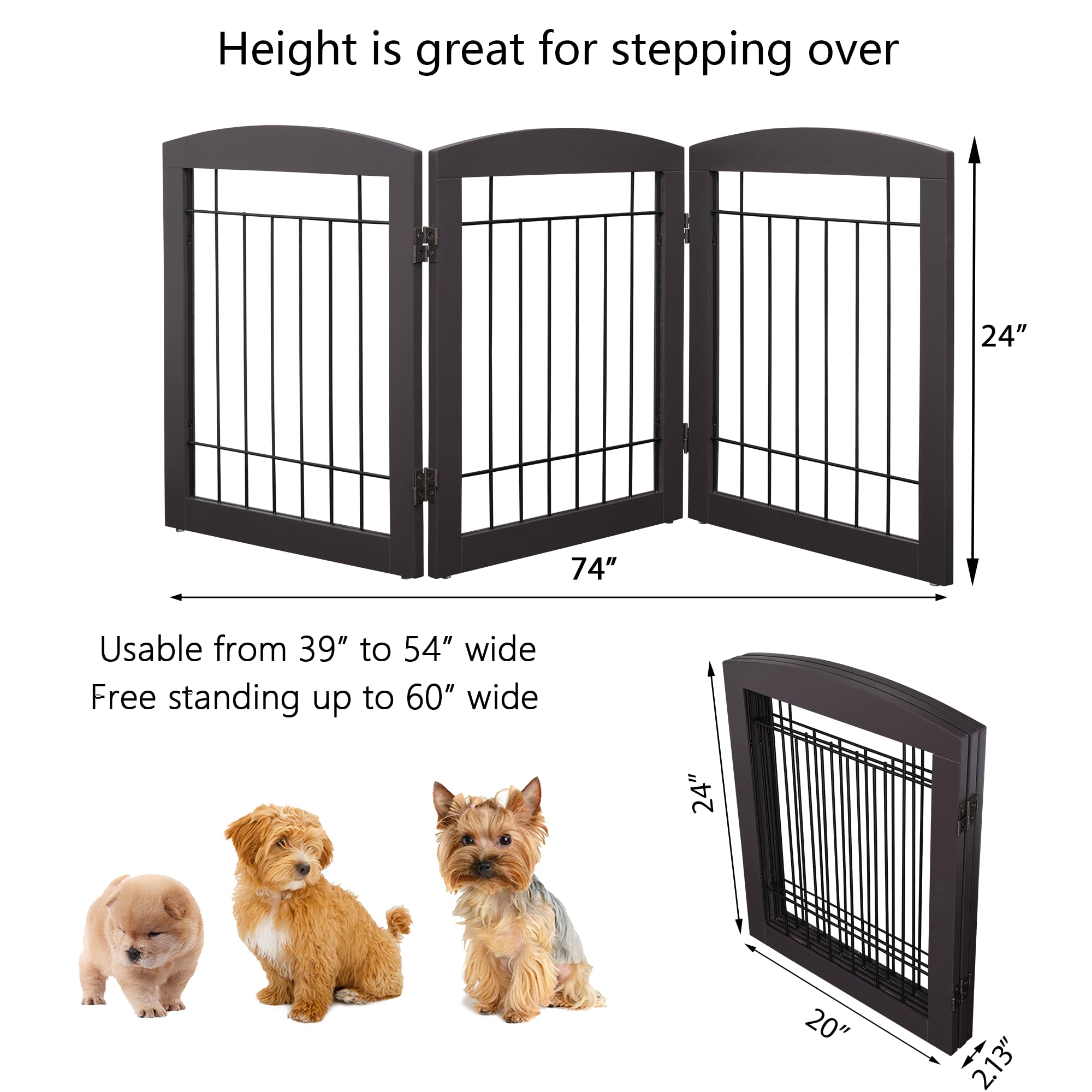 PAWLAND extra wide doorway gate in espresso for large openings.