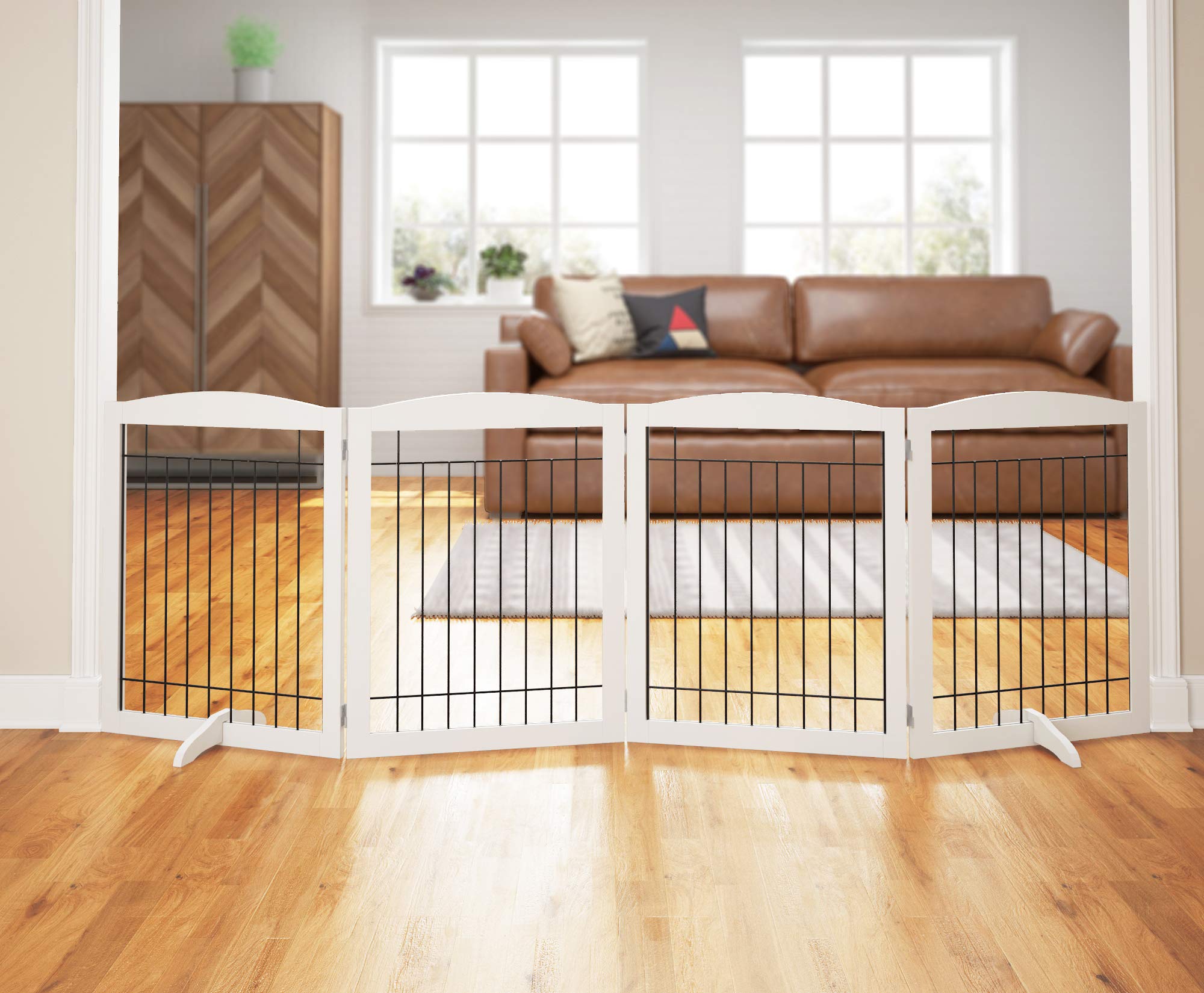 PAWLAND extra-wide gate in hallway provides secure pet containment during busy moments