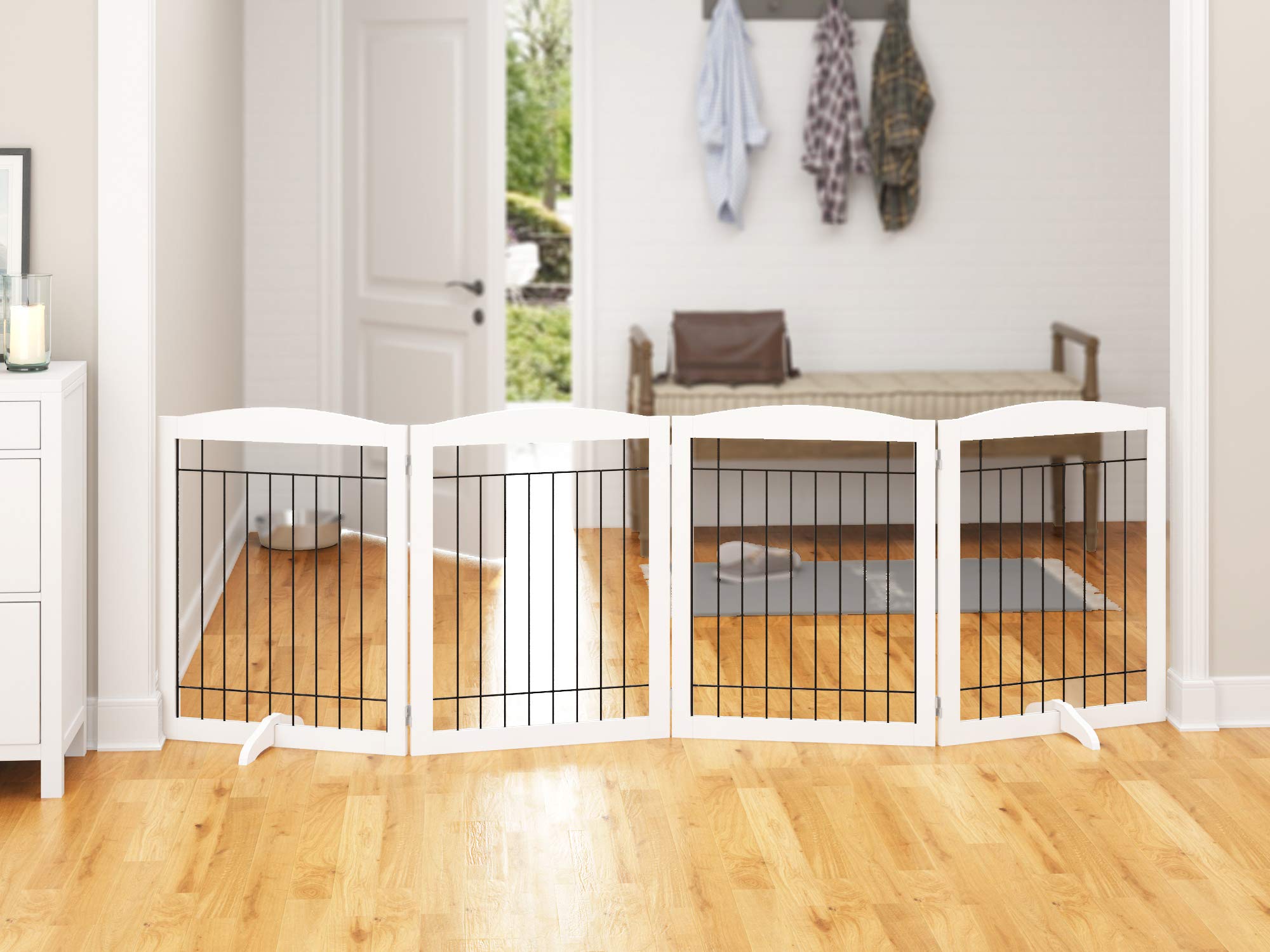 PAWLAND freestanding folding gate set up quickly in doorways or hallways