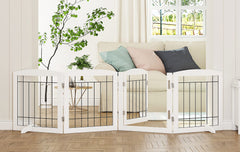 PAWLAND freestanding dog gate with walk-through door for easy room-to-room passage.