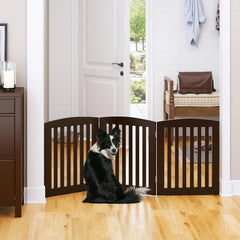 PAWLAND sturdy wooden gate with non-slip feet protecting floors.