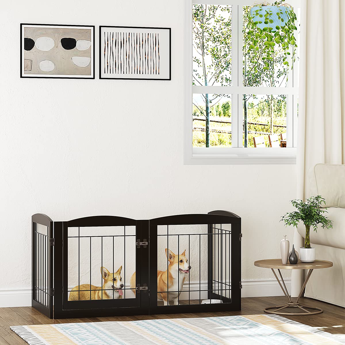 PAWLAND walk-through door gate showing convenient access and lockable feature