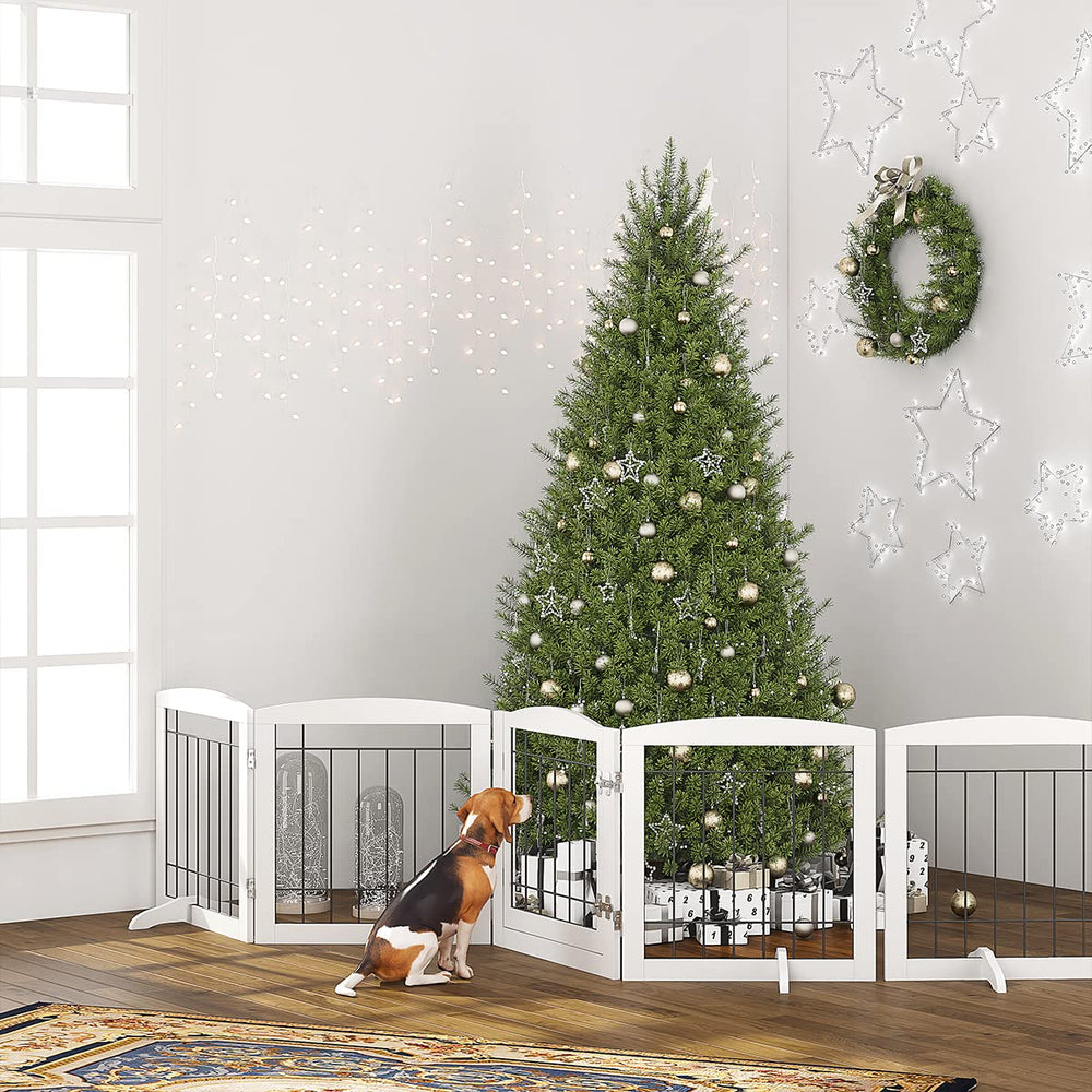 PAWLAND white gate complements modern interiors while keeping pets contained.