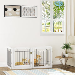 PAWLAND wooden frame and metal mesh offer durable, pet-friendly boundary.