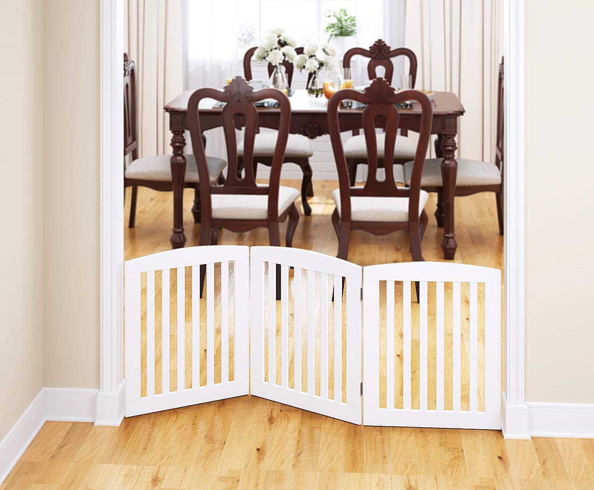 PAWLAND wooden dog gate keeps pets safe on stairs and doorways