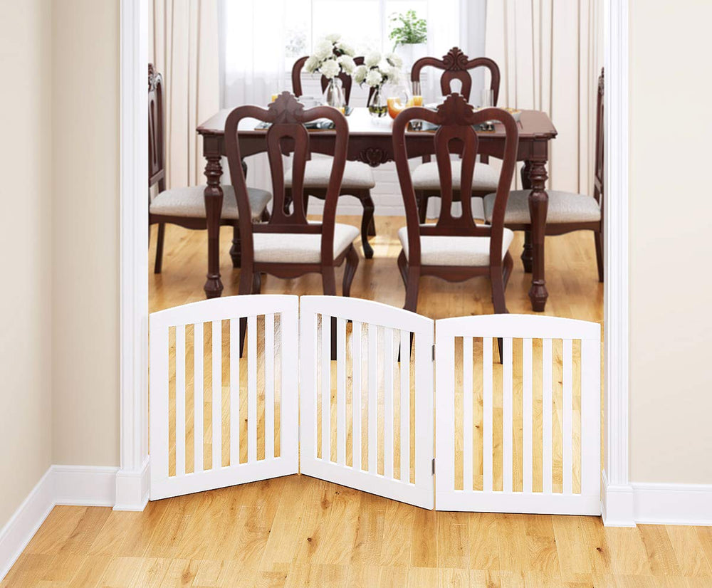 PAWLAND wooden dog gate keeps pets safe on stairs and doorways