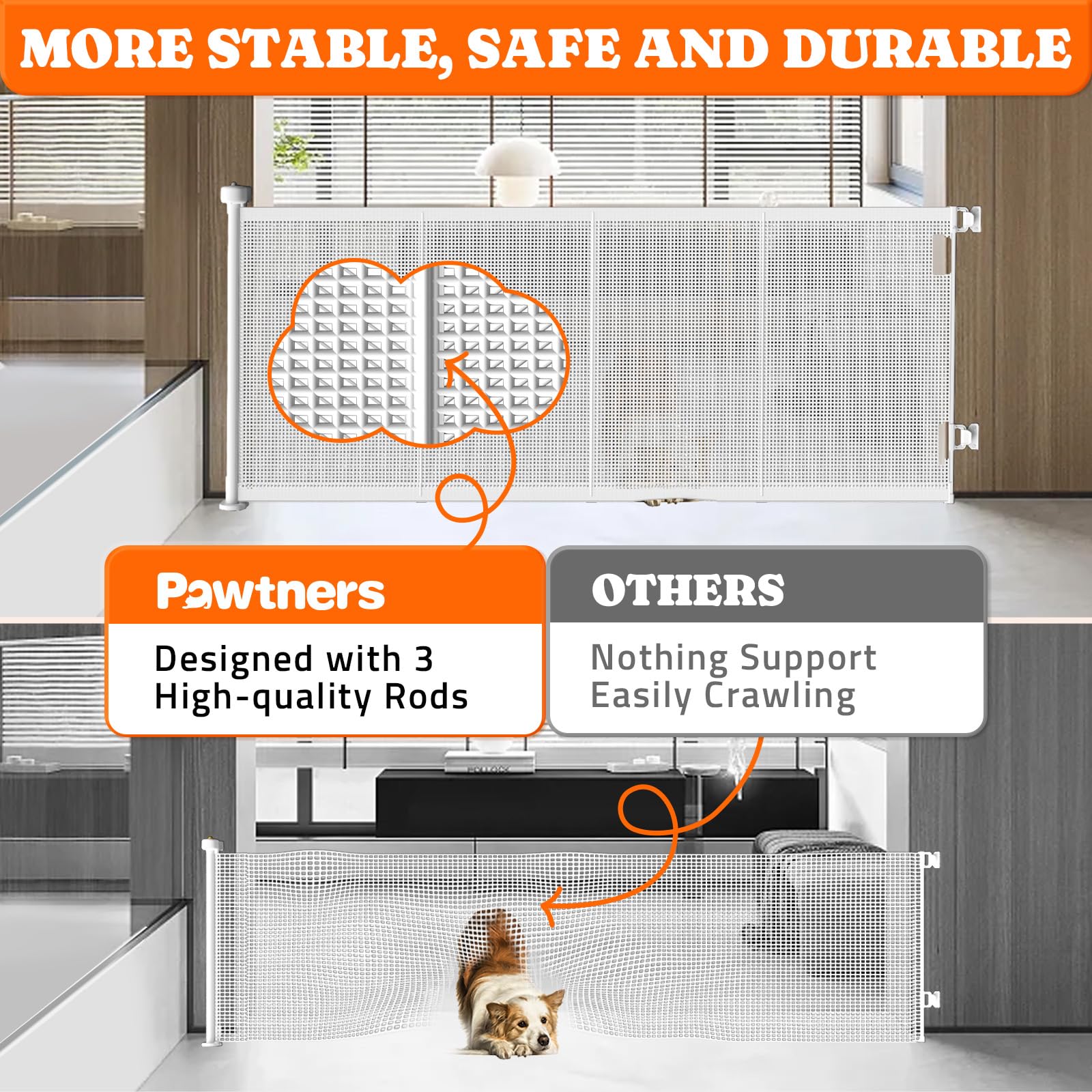 Pawtners 41-inch tall gate prevents jumping and adds containment.