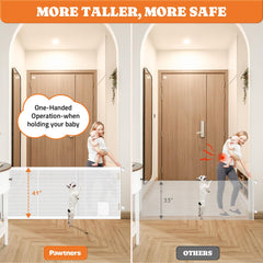 Pawtners gate with cat door enabling pet passage
