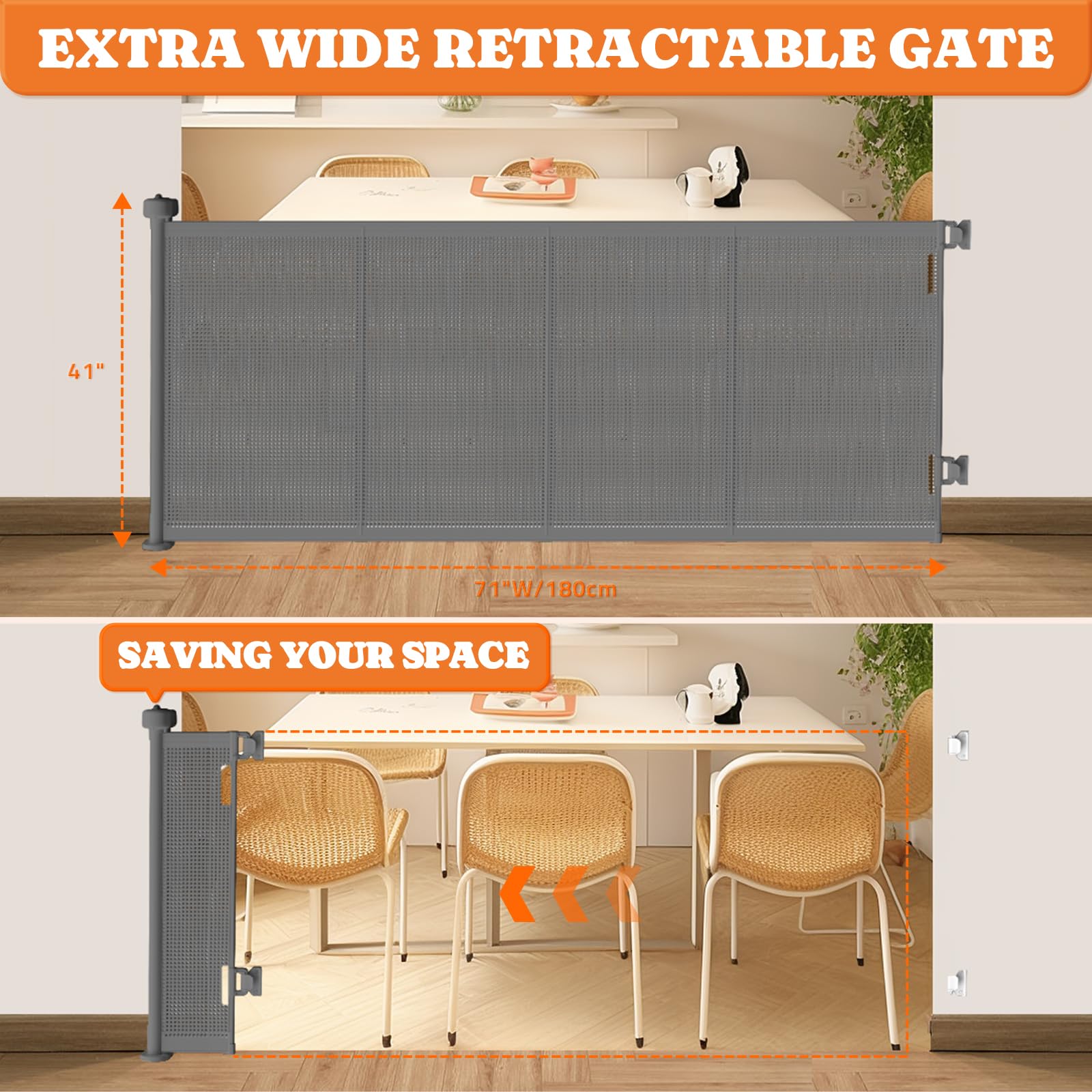 Pawtners Gate three-rod stability highlights durable support and mesh protection.