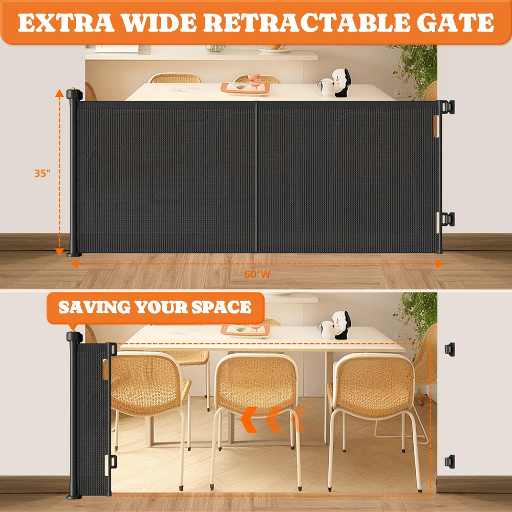 Pawtners gate with three support rods stabilizes the mesh.