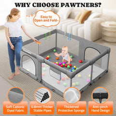 Pawtners playpen with four handles for easy mobility and support.