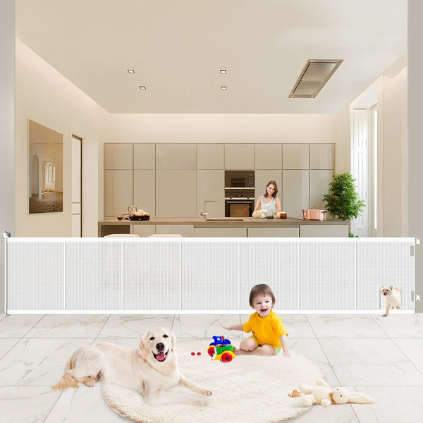 Pawtners retractable gate extended to 120 inches for wide openings