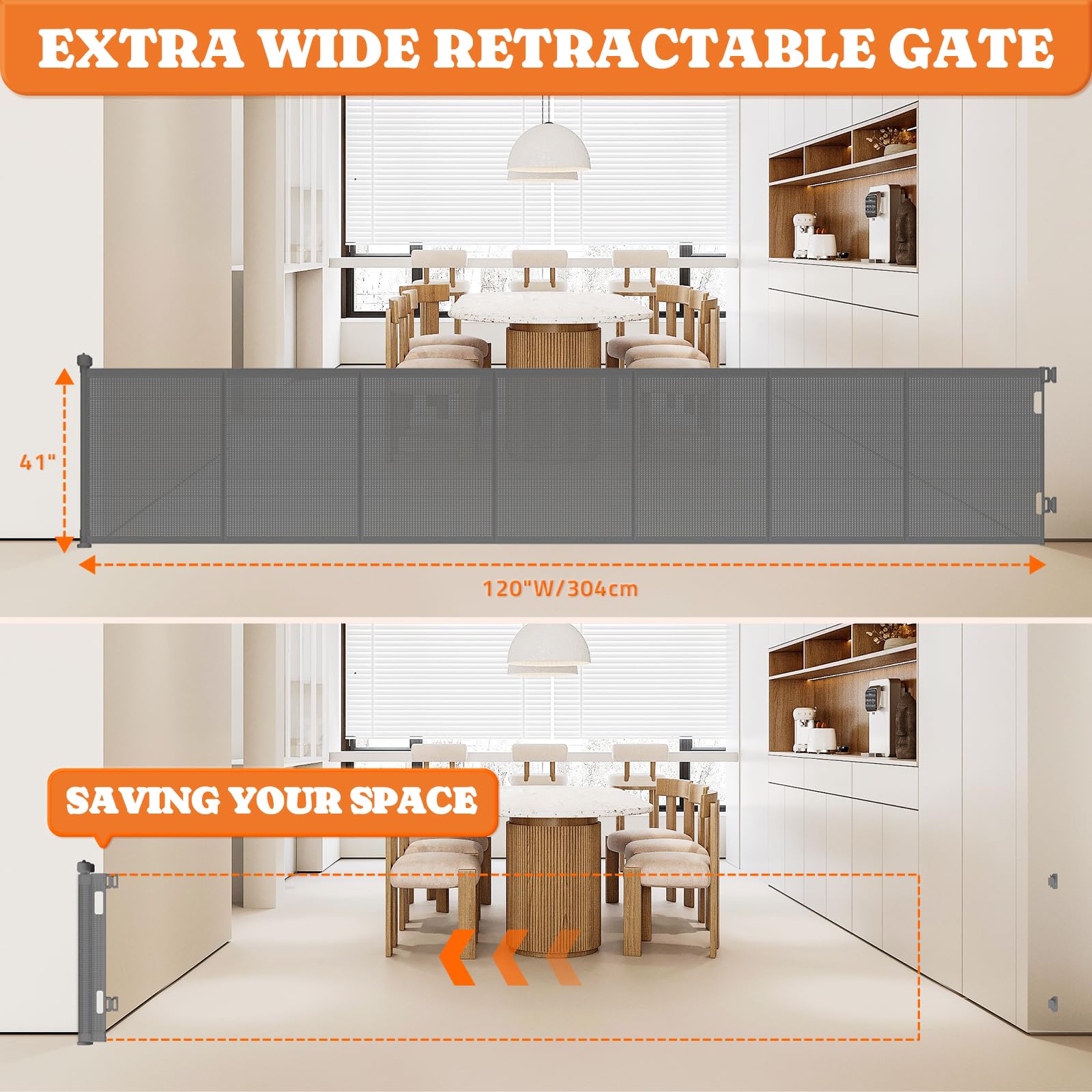 Pawtners six-rod support system stabilizes the mesh gate.