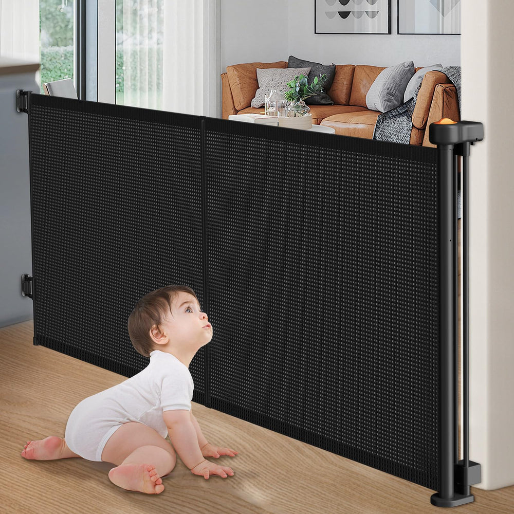 Pawtners Upgrade Retractable Gate extended to 60 inches for wide doorways and stairs.