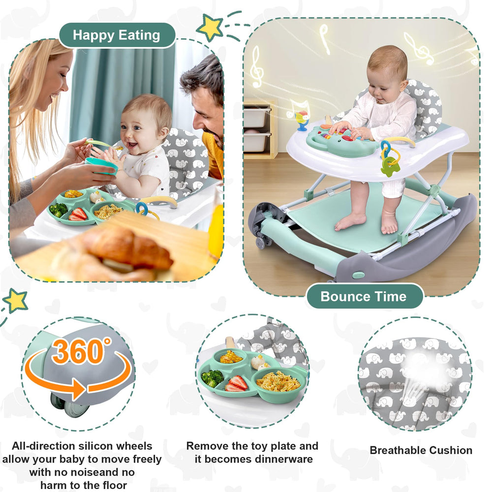 Pawtong bouncer and seating with engaging toys for sensory exploration.