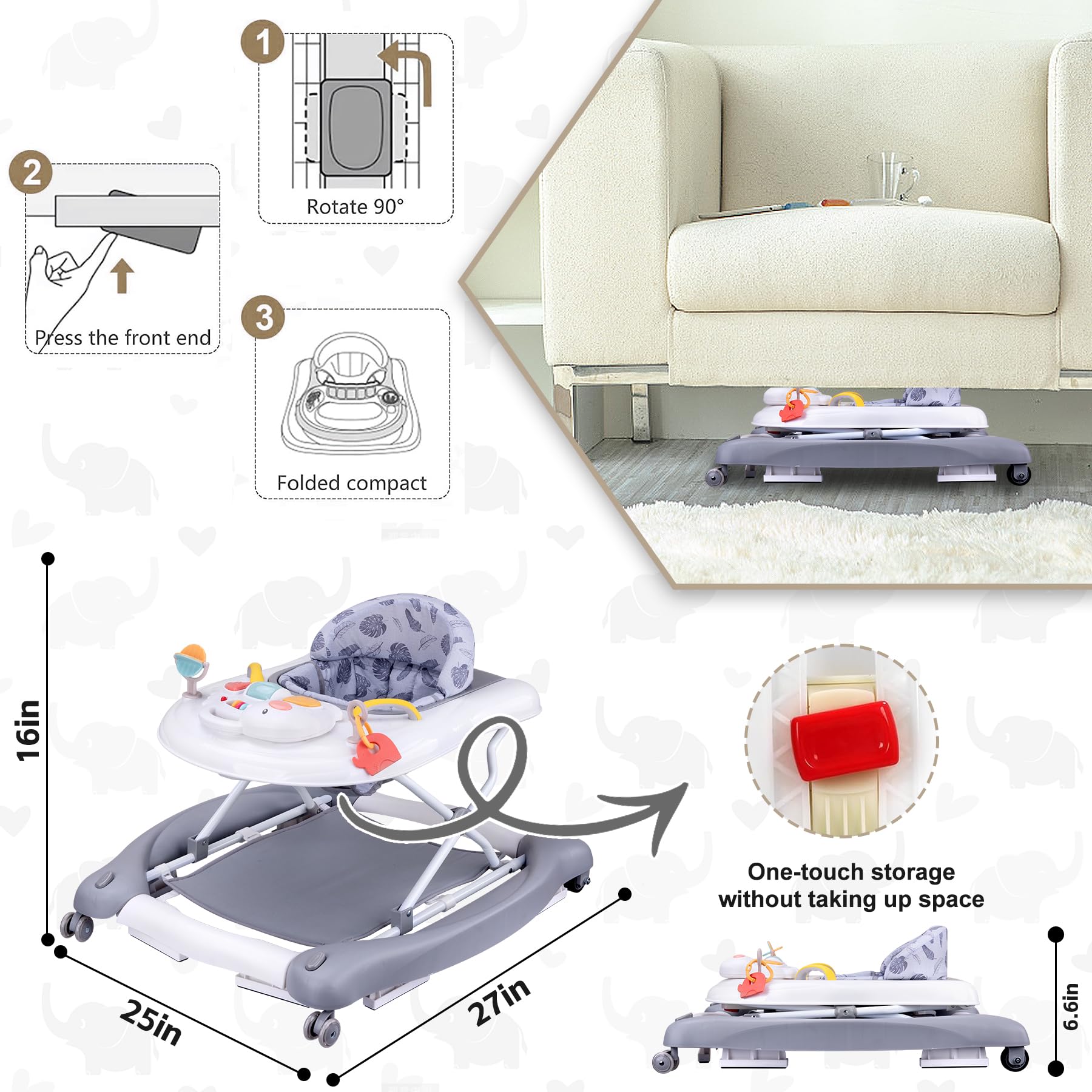 Pawtong rocker mode provides gentle movement for soothing play.