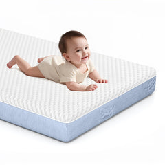 Pawtong dual-sided crib mattress with infant support and toddler comfort