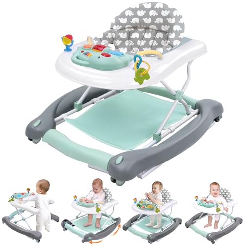 Pawtong foldable 5-in-1 walker in mint green for travel-friendly use.