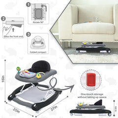 Pawtong foldable walker in bouncer mode with music for early play.
